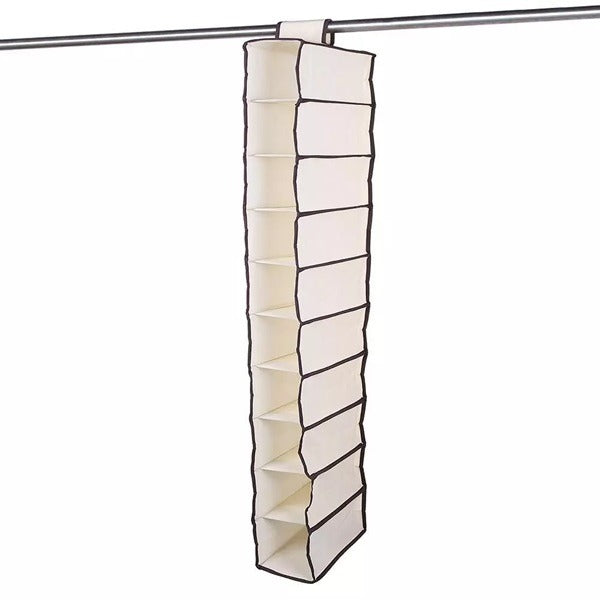 10 Pocket Multipurpose Hanger, Space-Saving Wall-Mounted Organizer with Clear Drawer Shelves for Closet & Wardrobe